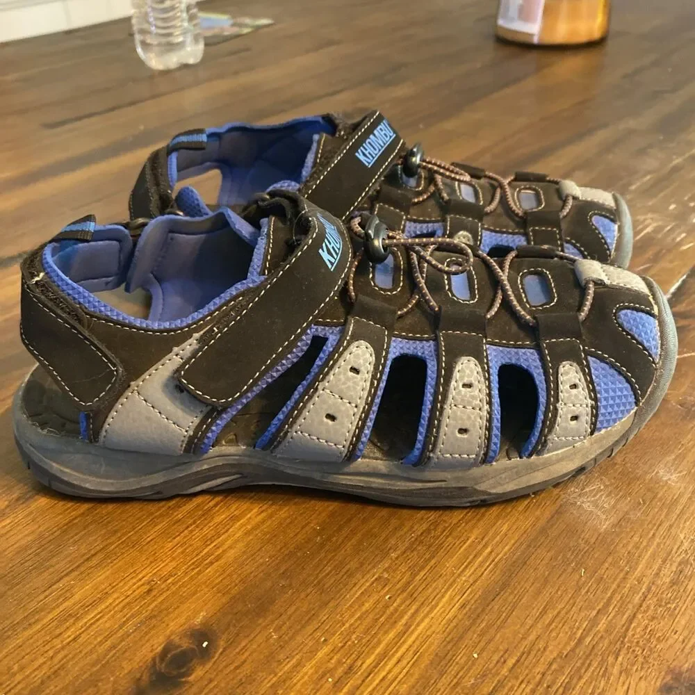 KHOMBU Kid's Sandals 4M Bobby K-COMFORT Blue Black Drawstring